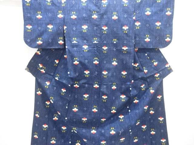 JAPANESE KIMONO / TSUMUGI / WOVEN FLOWER 